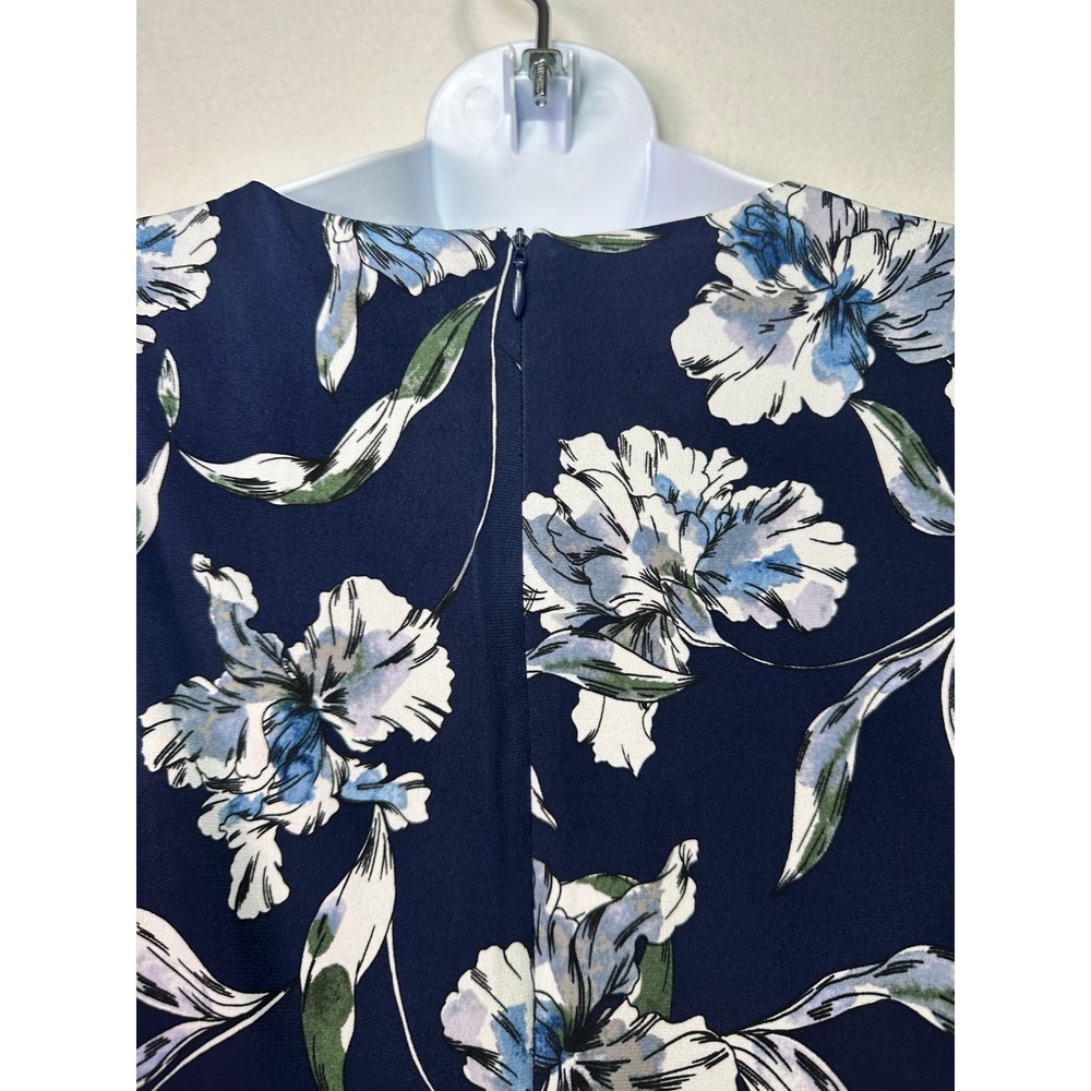 Maggy London Navy Blue Floral Fit and Flare Keyhole Dress Womens‎ Size 4 - Picture 7 of 11